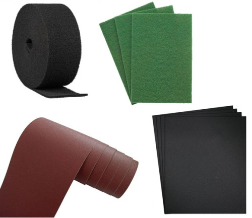 Brusné papíry, plátna, rouna