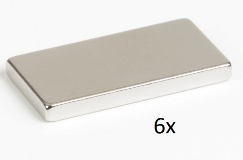 Magnet neodymový - kvádr, 20x10x2mm, síla 2 kg, 6 kusů