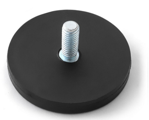Magnet neodymový pogumovaný vnější závit M6, pr. 43mm, mag. síla 12kg