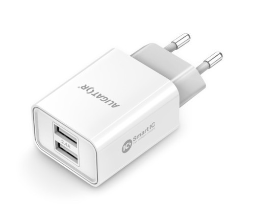 Nabíječka 2x USB 2.4A, smart IC rychlá, bílá ALIGATOR