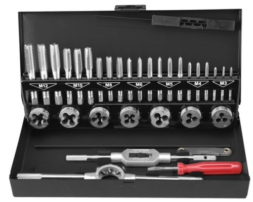 Závitníky a závitová očka EXTOL M3-M12, sada 32 ks