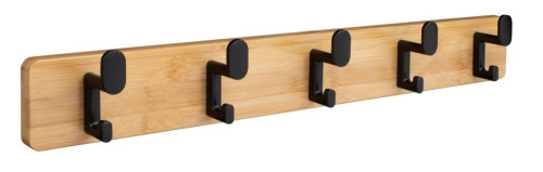 Věšáková lišta 550x70mm, 5 háčků, bambus a matná černá