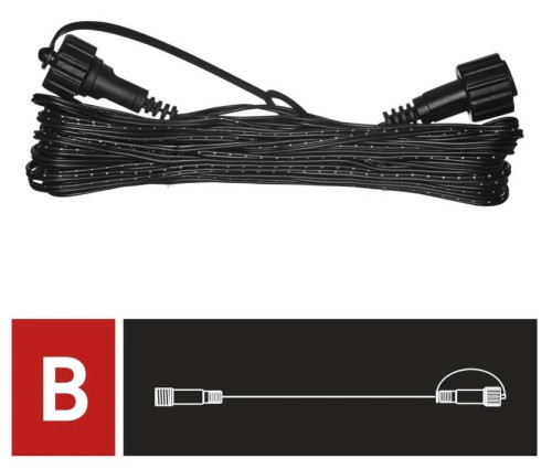 Prodlužovací kabel pro spojovací řetězy Standard černý, 10 m, venkovní i vnitřní