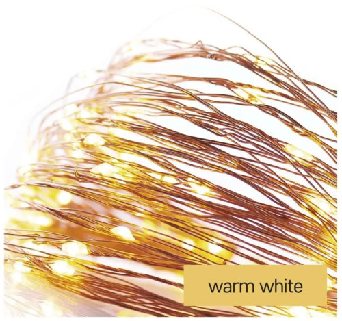 LED vánoční nano řetěz, 1,9 m, 2x AA, vnitřní, teplá bílá, časovač