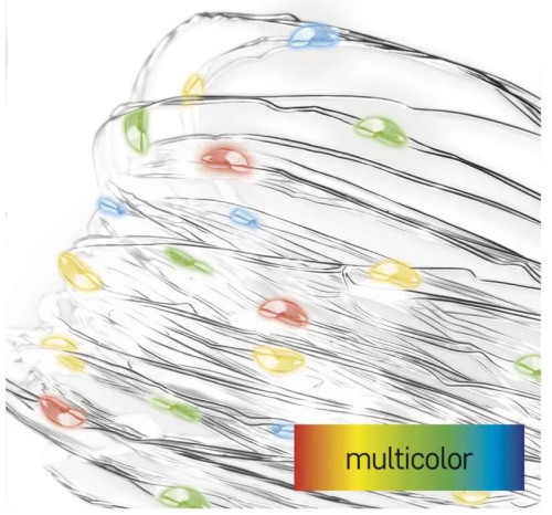 LED vánoční nano řetěz, 1,9 m, 2x AA, vnitřní, multicolor, časovač