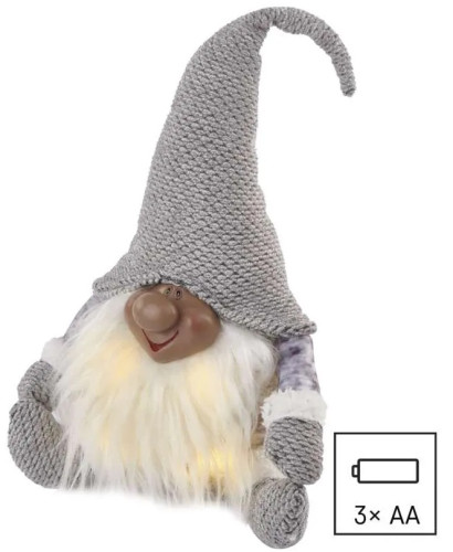 LED vánoční skřítek, 35 cm, 3x AA, vnitřní, teplá bílá