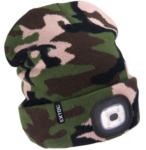 Čepice s čelovkou 180LM nabíjecí USB, maskáčová