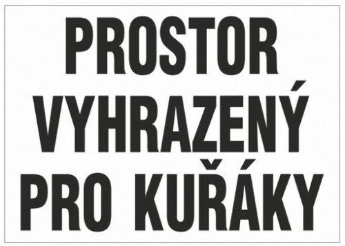 Prostor vyhrazený pro kuřáky, plast A4