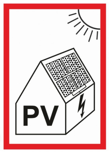 PV symbol na fotovoltaiku, samolepka A5