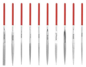 Pilníky jehlové diamantové 3x140 mm, sada 10 ks