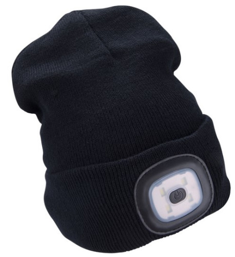 Čepice s čelovkou 180LM  nabíjecí USB, černá