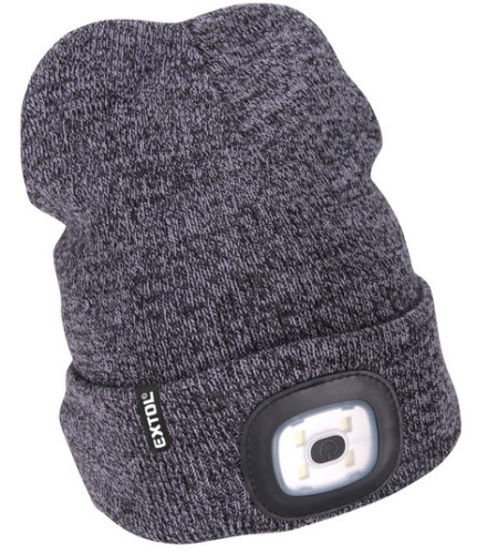 Čepice s čelovkou 180LM nabíjecí USB, šedo-černá