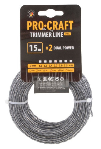Procraft SP/J-2.7/15 Struna žací spirála s výstuhou, 2.7mm, 15m