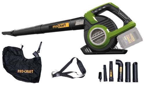 Procraft VB20 Aku fukar/vysavač listí 2x20V, 6000-15500ot., průtok 610m3/hod, bez AKU a nabíječky