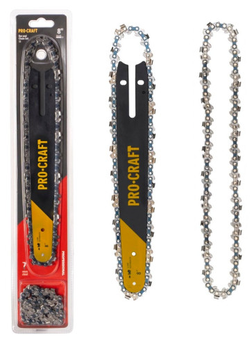 Procraft sada pilových řetězů a lišty S8 (2 řetězy a 1 lišta) pro PKA32Li a PKA30, 1/4" 1,1mm