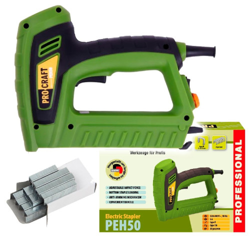 Procraft PEH50 Elektrická sponkovačka 8-14mm, regulace síly úderu