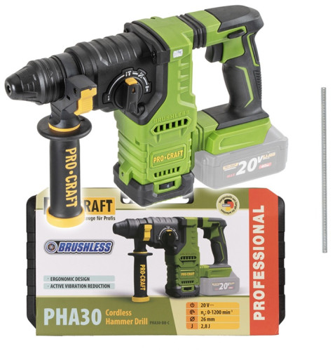 Procraft PHA30bb Aku vrtací kladivo 2.8J, 20V, SDS+