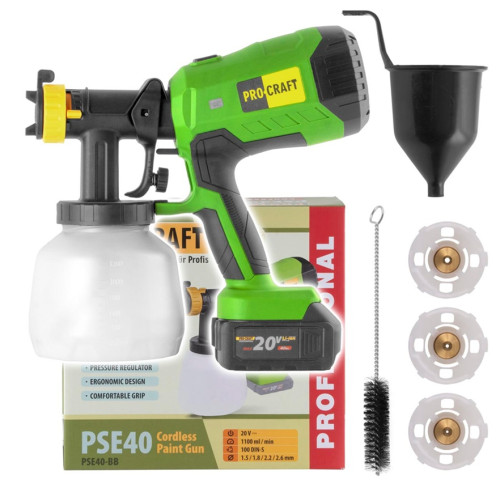 Procraft PSE40bb Aku stříkací pistole 20V, tryska 2 a 2,5