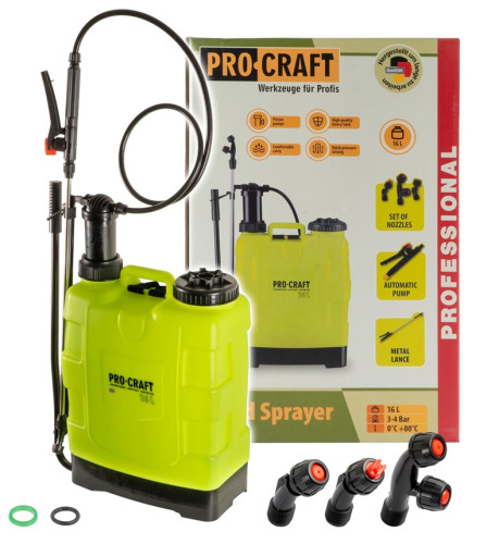 Procraft HS-16 Ruční tlakový, zádový postřikovač 16 L