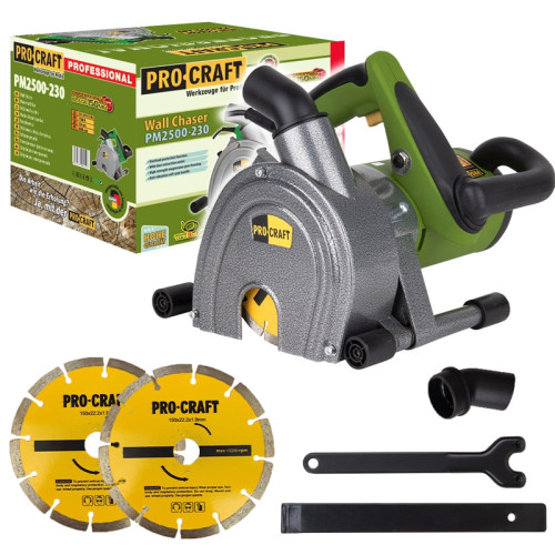 Procraft PM2500-230 Drážkovačka do zdiva 1700W, kot. 150mm, hloubka 0-45mm, šíře 14,24,34,44mm