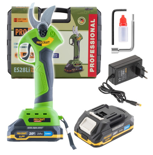 Procraft ES28Li Aku nůžky na větve 20V Li-ion, střih 10/15/20/25 mm