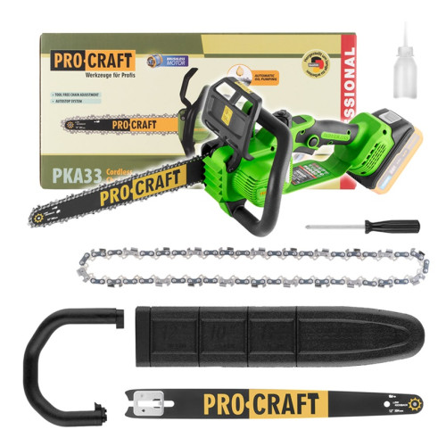 Procraft PKA33 Aku řetězová pila 20V, lišta 304mm, BL, 6300 ot./min