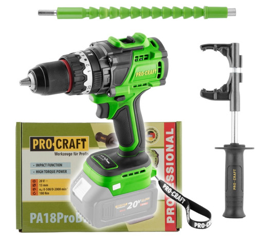 Procraft PA18ProBL Aku šroubovák příklep BL, 20 V, 180 Nm, Li-ion, sklíčidlo 13mm