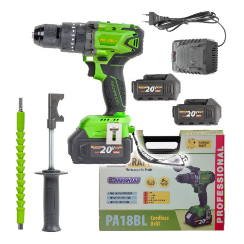 Procraft PA18BL Aku vrtací šroubovák s příklepem 18 V / 4,0 Ah, Li-ion, 65 Nm