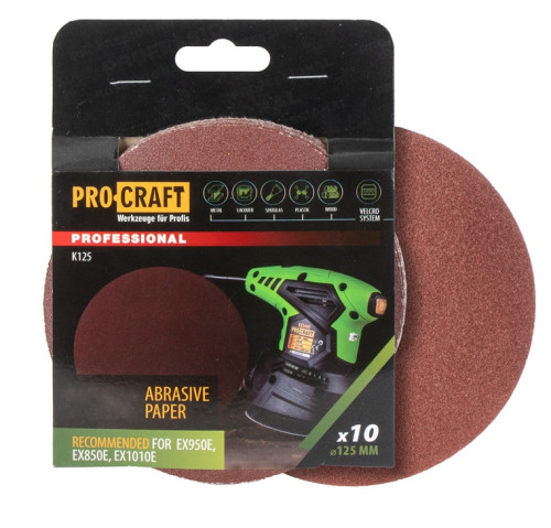 Výsek smirkový se suchým zipem 125 mm, P 60, bez otvorů, univerzál, bal.10 ks