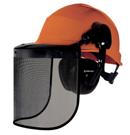 Lesnická přilba DELTA PLUS FORESTIER 3 set (přilba, sluchátka, štít), oranžová