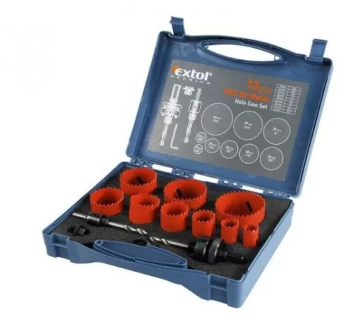 EXTOL PREMIUM 8801604 Vrtáky korunkové sada 13ks BI METAL