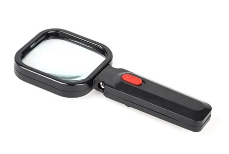 Lupa ruční s osvětlením LED 80x80 mm, 3 dioptrie