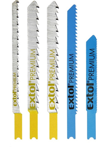 EXTOL 8805600 Plátky do přímočaré pily-mix, sada 5ks, Bi-metal, HSS, HCS