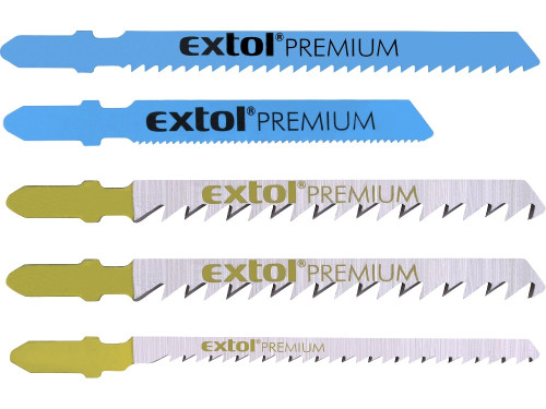 EXTOL 8805100 Plátky do přímočaré pily-mix, sada 5ks, Bi-metal, HSS, HCS