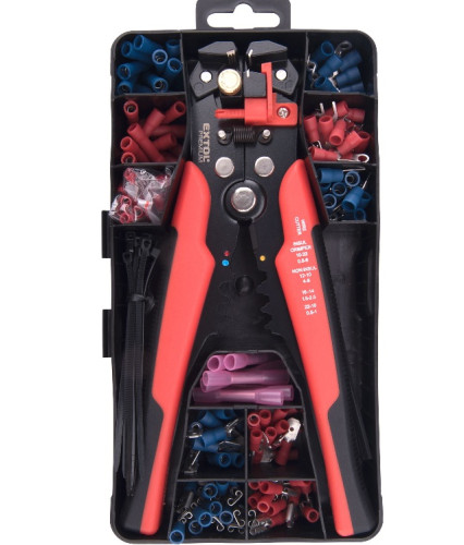 EXTOL 8831126 Kleště odizolovací/krimpovací a koncovky, sada 231ks, 210mm/0,2-6mm2