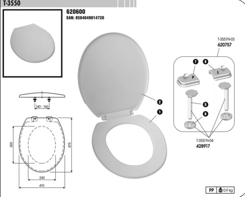 Sedátko WC T-3550 bílé, Slovplast, plast