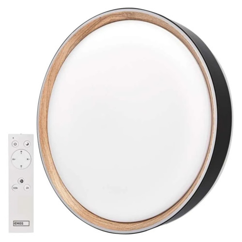 EMOS ZM5117  LED přisazené svítidlo ILVI, kruhové 45W, stmívání+CCT, černá+dřevo