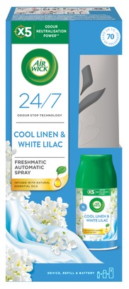 AIR WICK FreshMatic osvěžovač vzduchu - strojek + náplň Vůně svěžího prádla a Šeříku 250 ml
