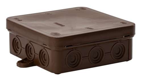 PDB100X100 Elastická nadomítková krabice, hnědá 100x100x40mm, IP54