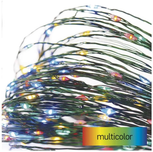 LED vánoční nano řetěz zelený, 7,5 m, venkovní i vnitřní, multicolor, časovač
