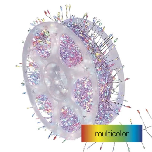 LED nano řetěz na cívce, stříbrný, 9,6 m, multicolor, časovač  D3FM02