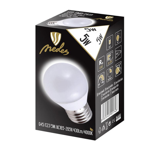 NEDES ZLS827 LED žárovka 5W - G45 E27 SMD 4000K