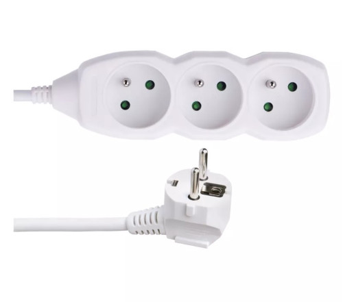 EMOS Prodlužovací kabel – 3 zásuvky, 3 m, bílý