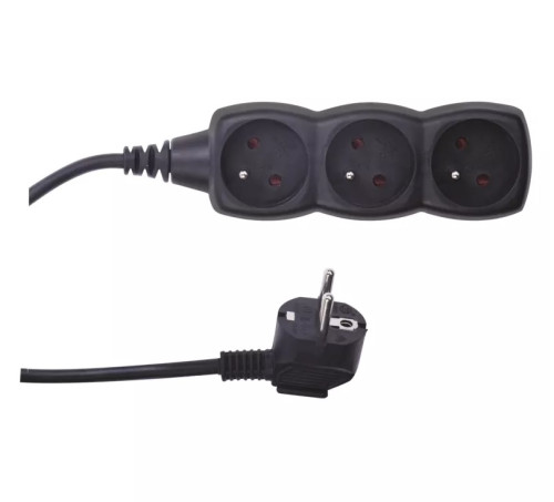 EMOS Prodlužovací kabel – 3 zásuvky, 1,5 m, černý