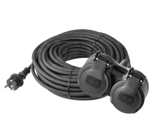 Prodlužovací kabel gumový – 2 zásuvky, 25 m, 3x1,5 mm2, IP44