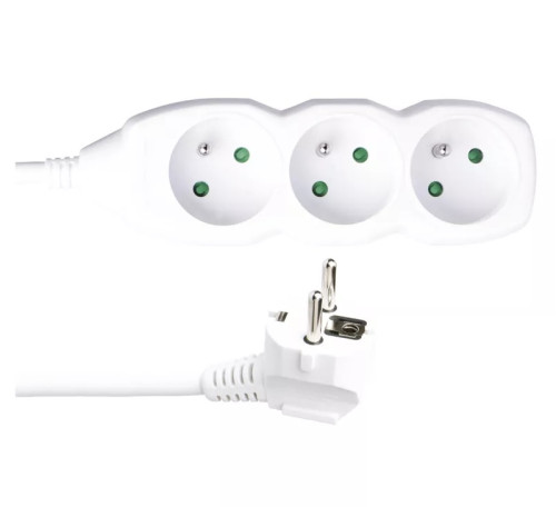 EMOS Prodlužovací kabel – 3 zásuvky, 3 m, 3x1,5 mm2, bílý