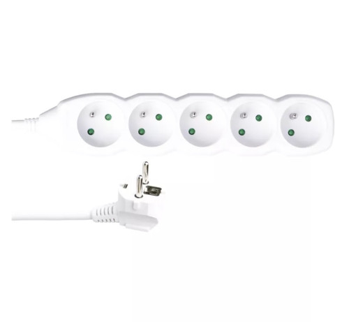 EMOS Prodlužovací kabel – 5 zásuvek, 5 m, 3x1,5 mm2, bílý