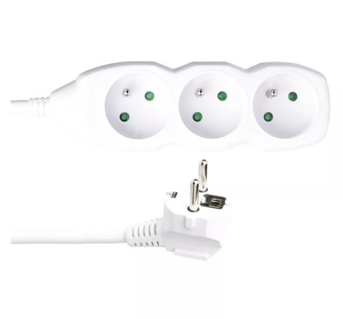 EMOS Prodlužovací kabel – 3 zásuvky, 5 m, 3x1,5 mm2, bílý