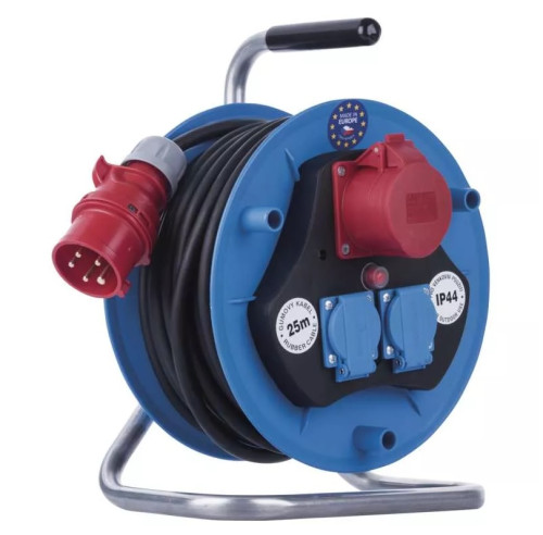 Gumový prodlužovací kabel na bubnu – 3 zásuvky, 25m, 1,5mm2, EMOS P193250