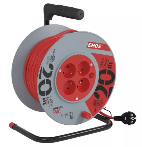 Gumový prodlužovací kabel na bubnu – 4 zásuvky, 25 m, 1,5 mm2, EMOS P084251